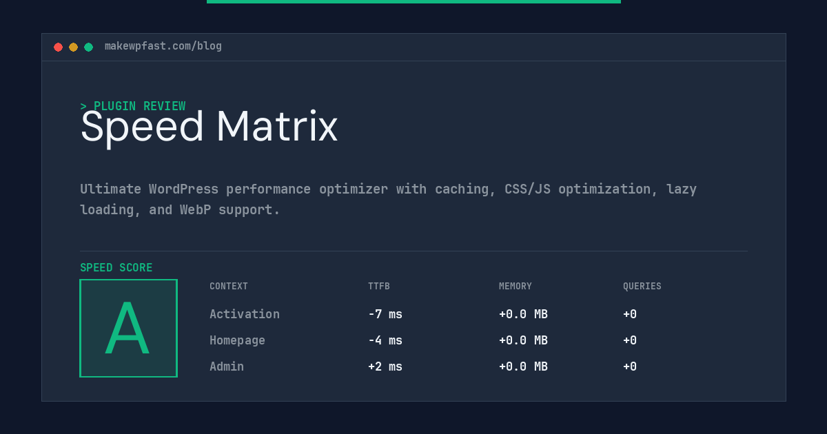 Speed Matrix - MakeWPFast