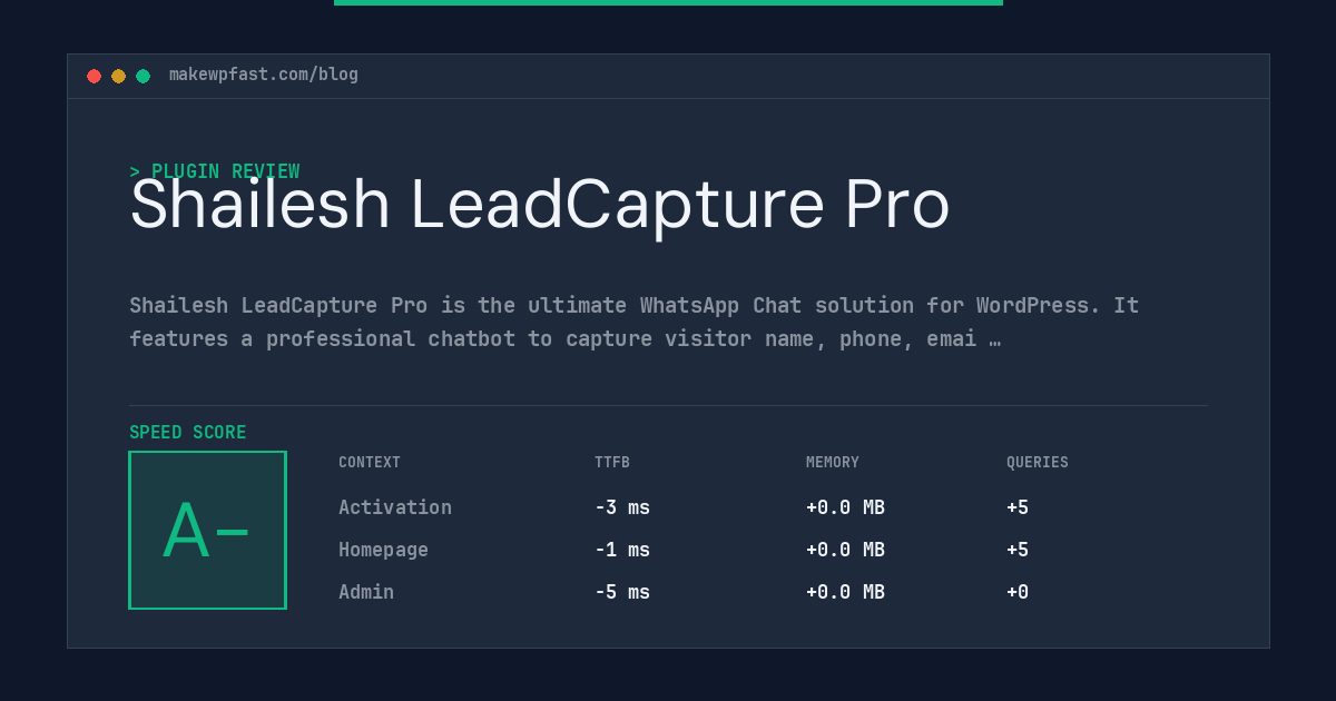 Shailesh LeadCapture Pro - MakeWPFast
