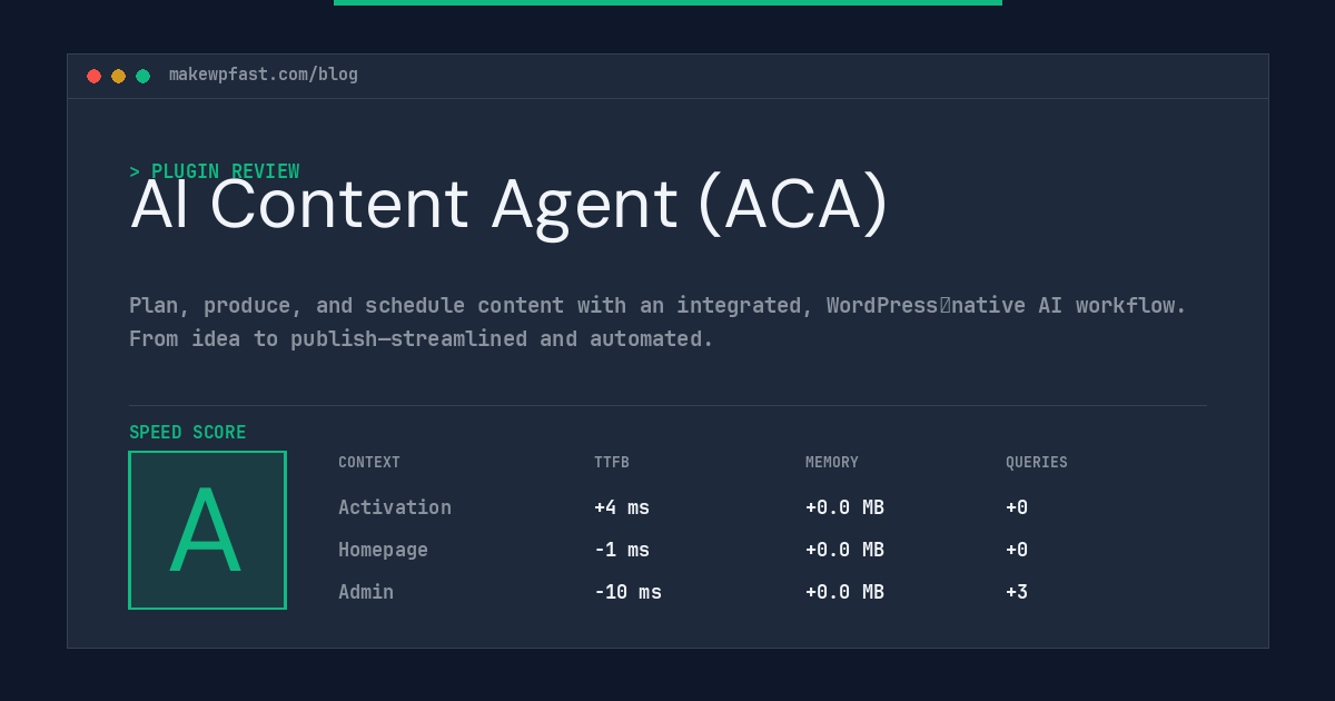 AI Content Agent (ACA) - MakeWPFast