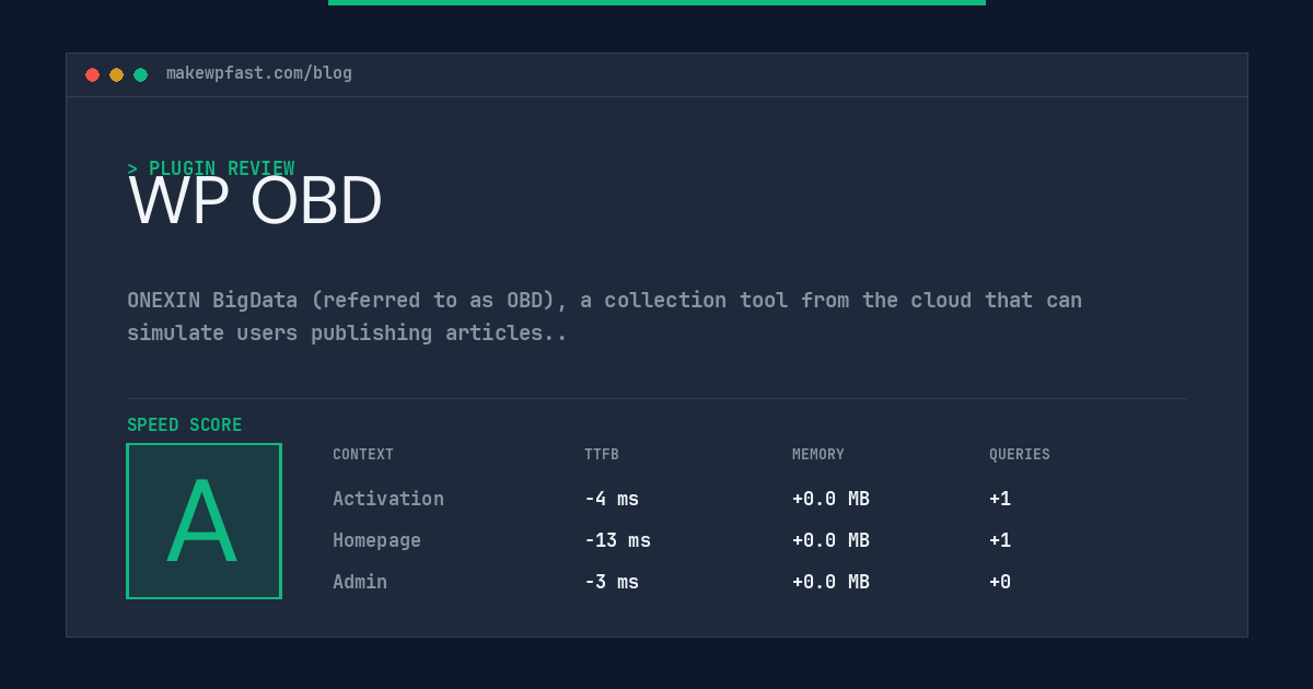 WP OBD - MakeWPFast