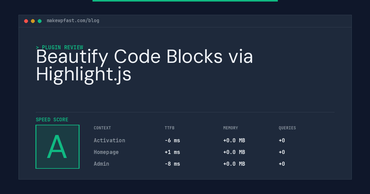 Beautify Code Blocks via Highlight.js - MakeWPFast