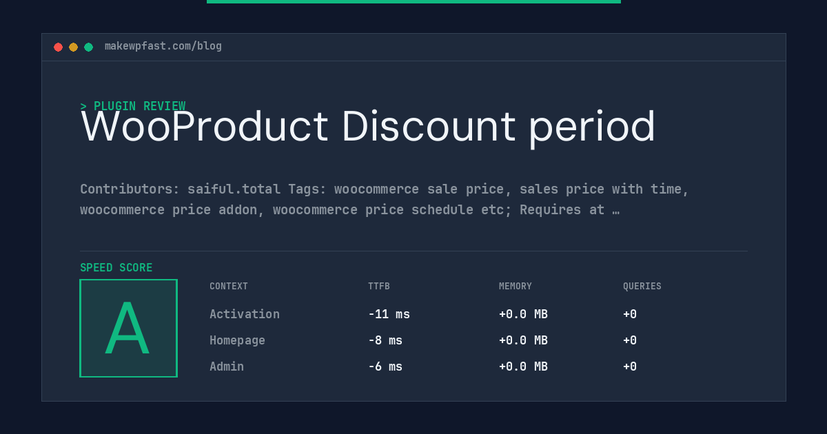 WooProduct Discount period - MakeWPFast