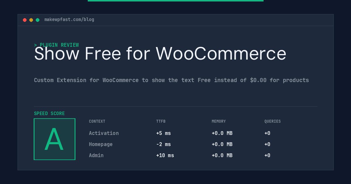 Show Free for WooCommerce - MakeWPFast