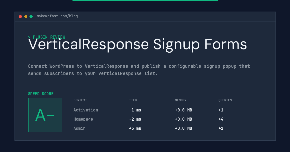 VerticalResponse Signup Forms - MakeWPFast