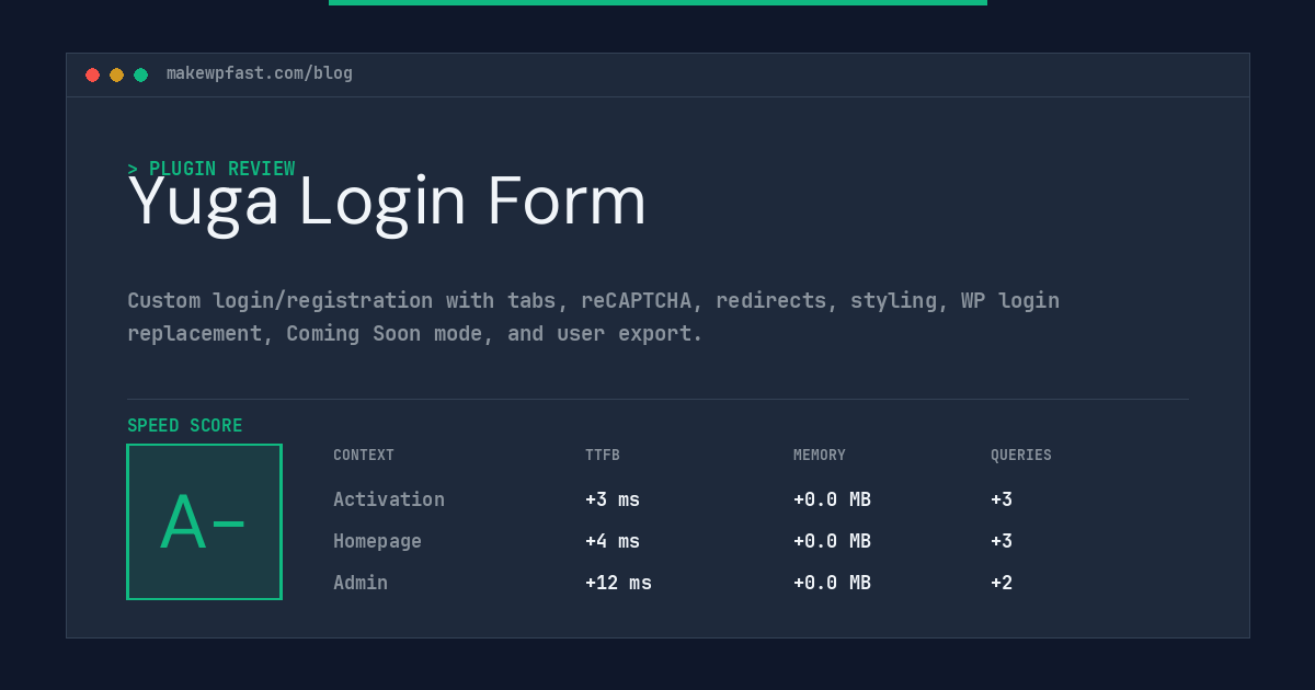 Yuga Login Form - MakeWPFast