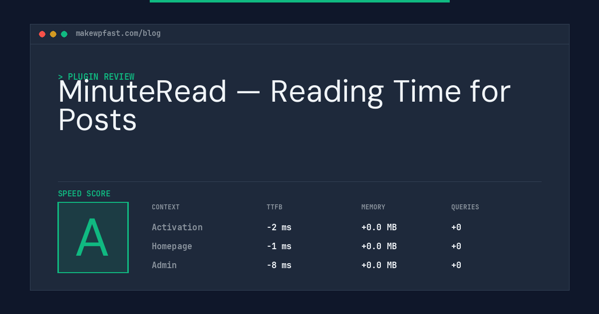 MinuteRead — Reading Time for Posts - MakeWPFast