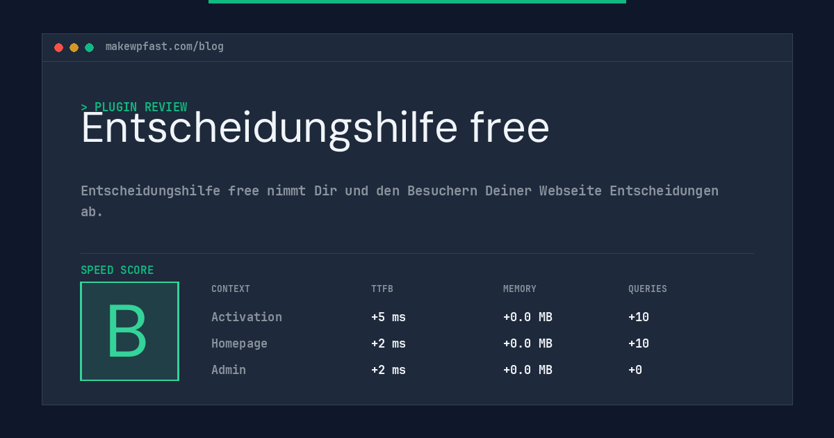 Entscheidungshilfe free - MakeWPFast