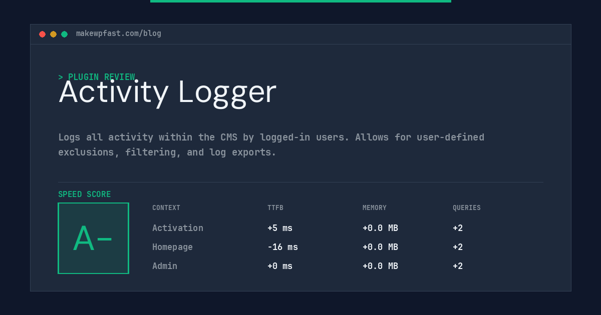 Activity Logger - MakeWPFast