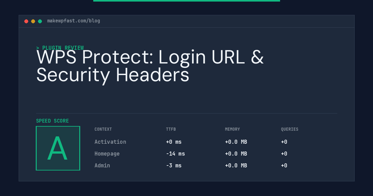 WPS Protect: Login URL & Security Headers - MakeWPFast