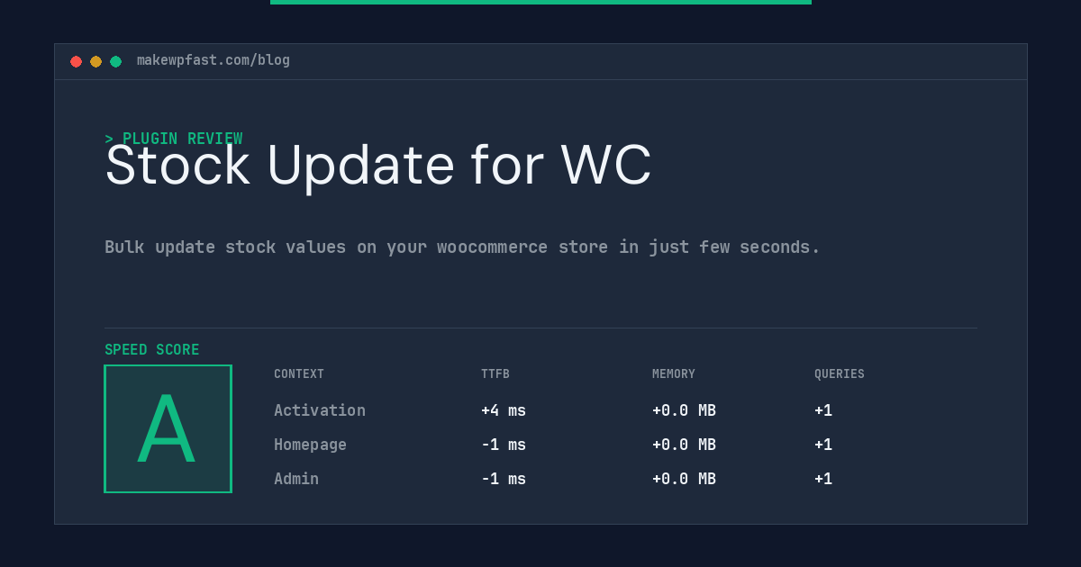 Stock Update for WC - MakeWPFast