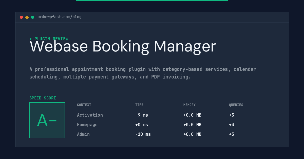 Webase Booking Manager - MakeWPFast