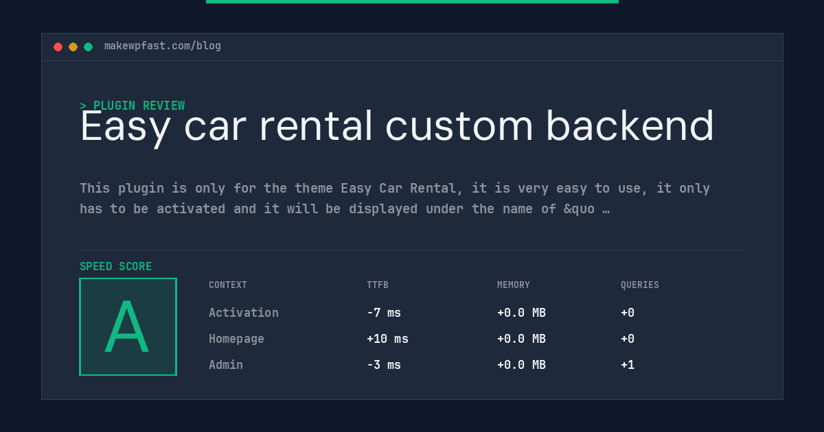 Easy car rental custom backend - MakeWPFast