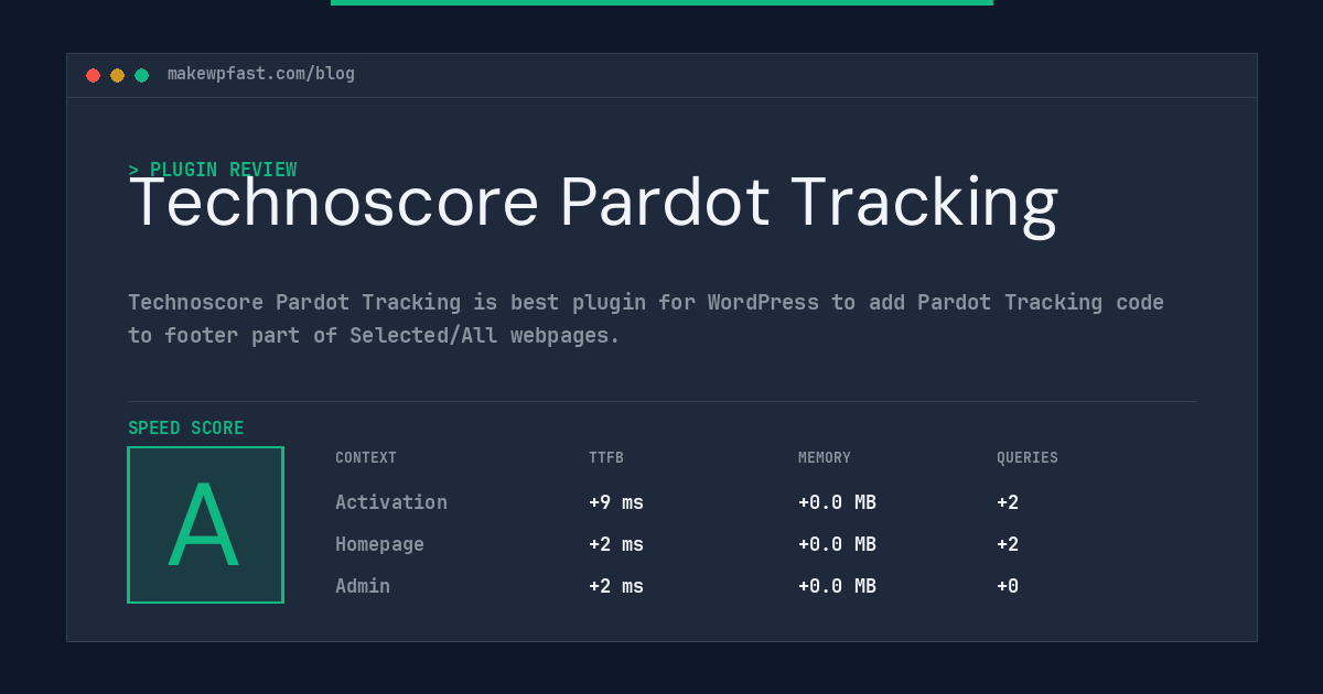 Technoscore Pardot Tracking - MakeWPFast
