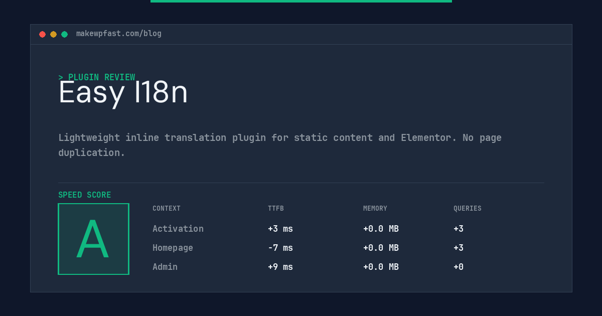 Easy I18n - MakeWPFast