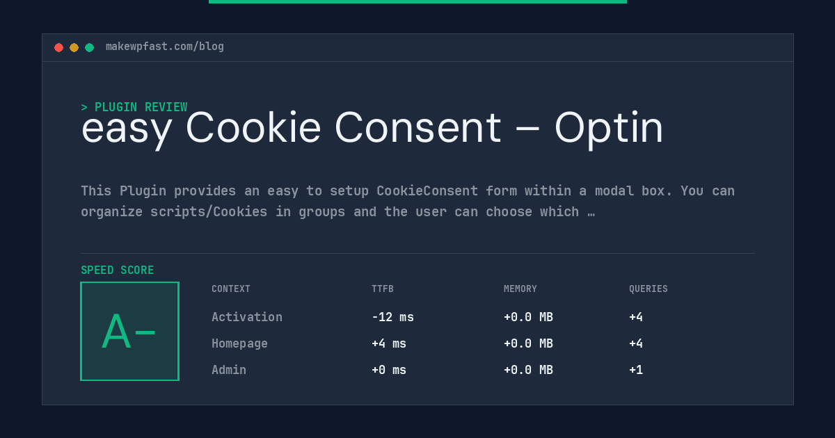 easy Cookie Consent – Optin - MakeWPFast