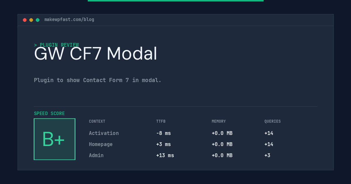 GW CF7 Modal - MakeWPFast