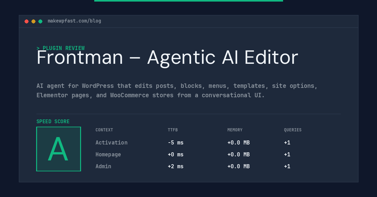 Frontman – Agentic AI Editor - MakeWPFast