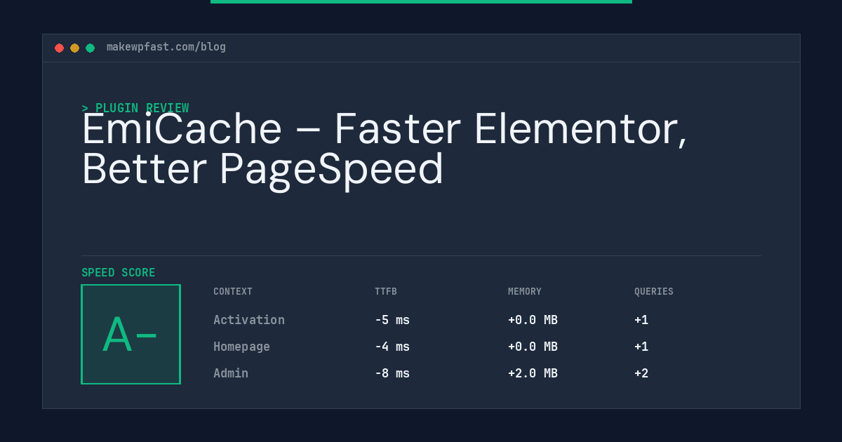 EmiCache – Faster Elementor, Better PageSpeed - MakeWPFast