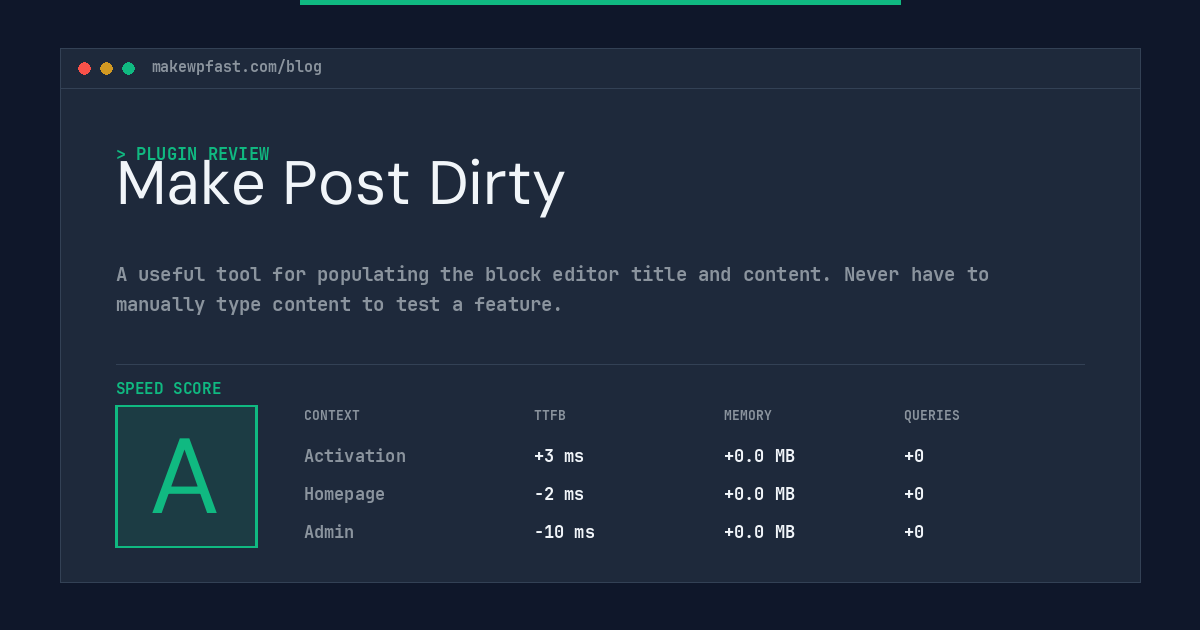 Make Post Dirty - MakeWPFast