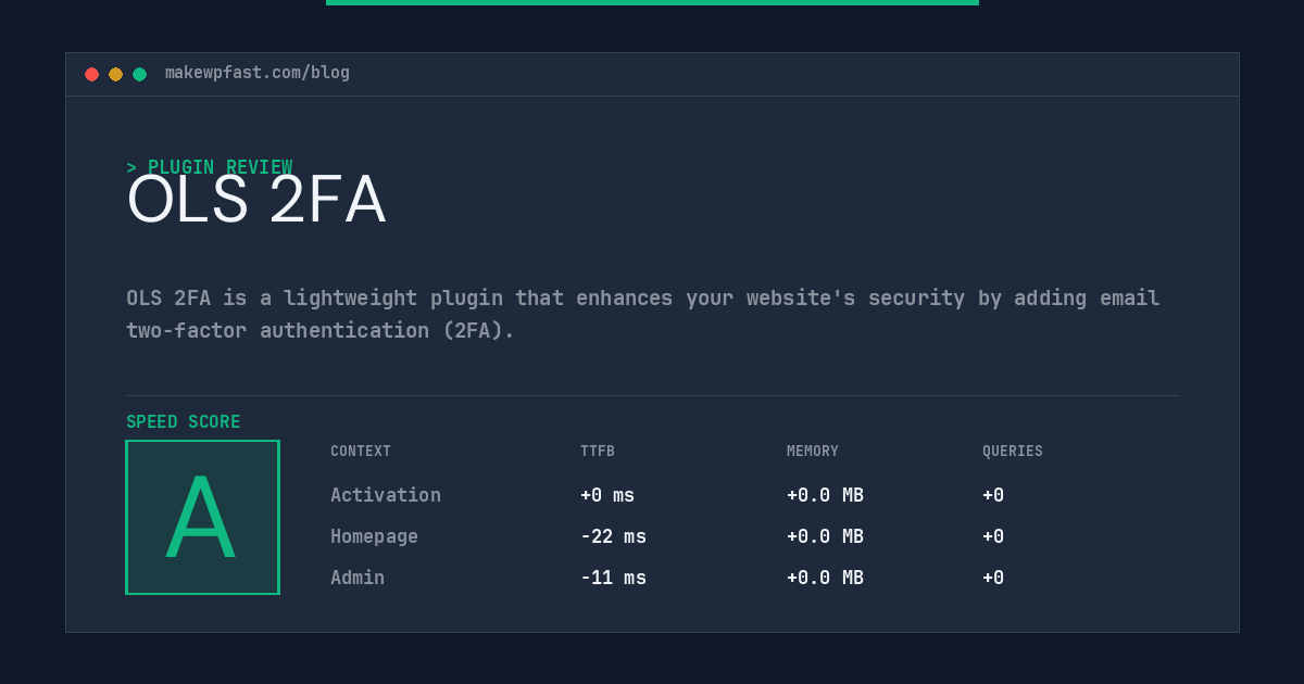 OLS 2FA - MakeWPFast