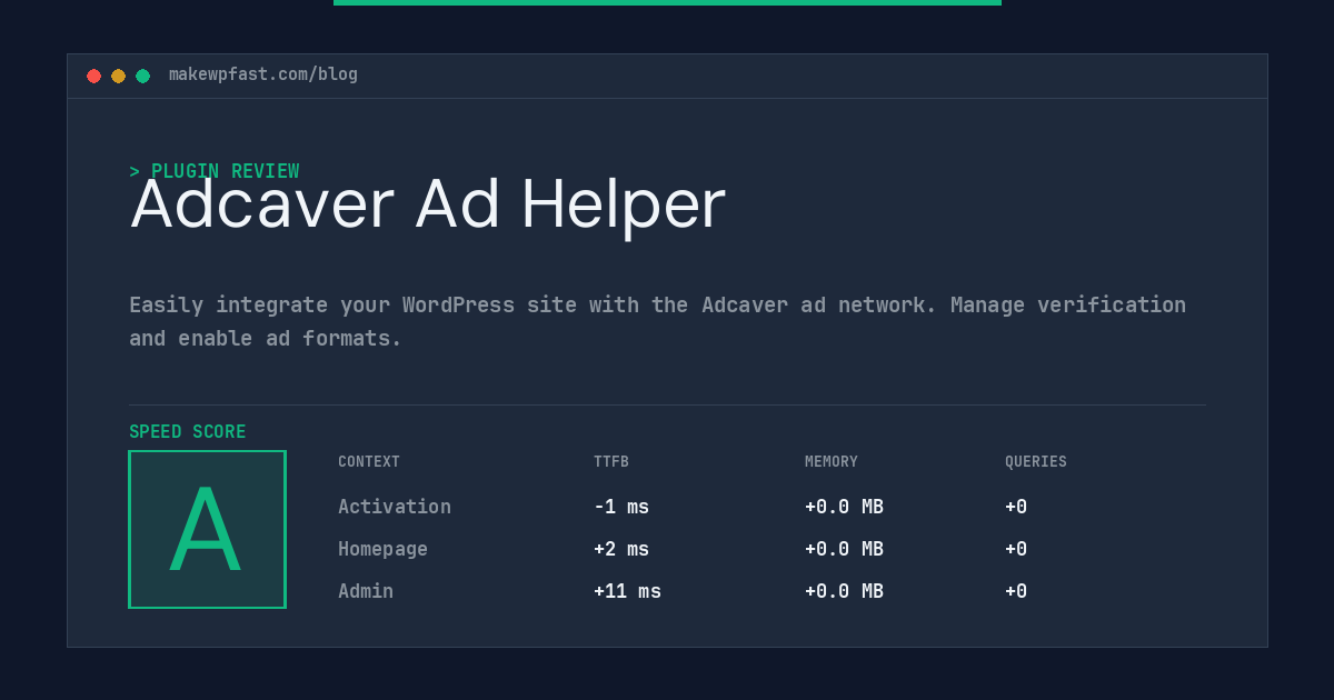 Adcaver Ad Helper - MakeWPFast