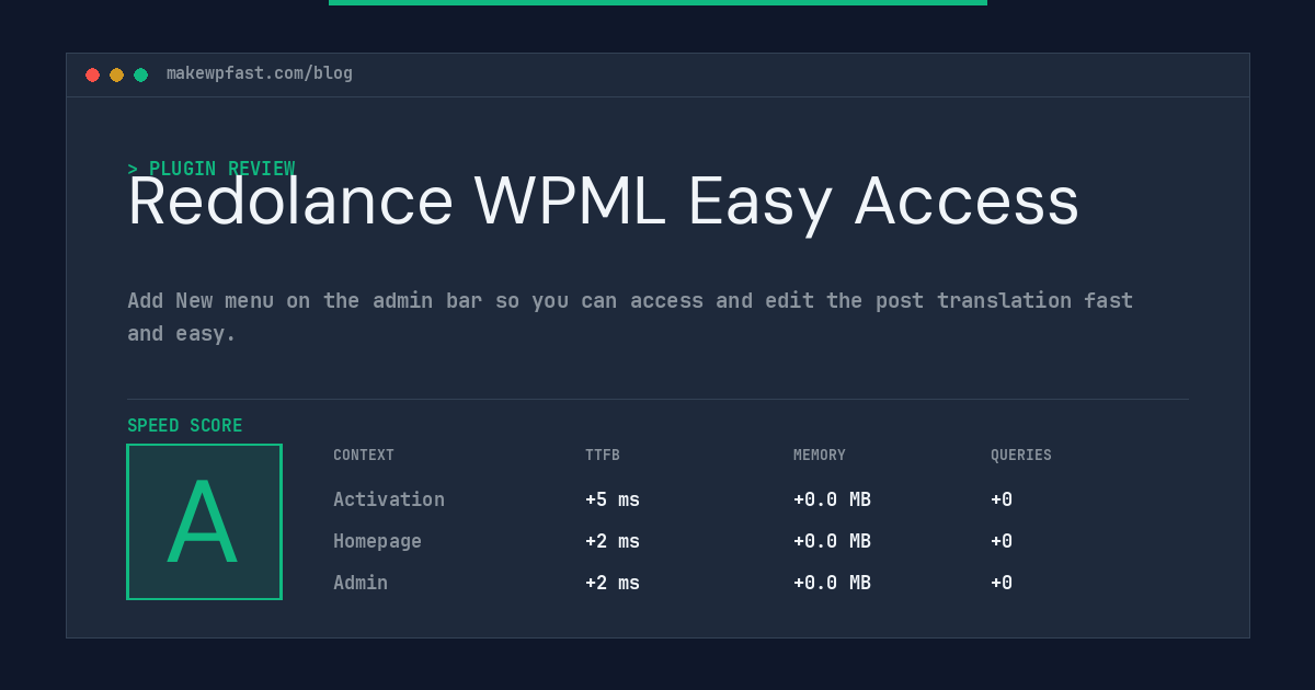 Redolance WPML Easy Access - MakeWPFast