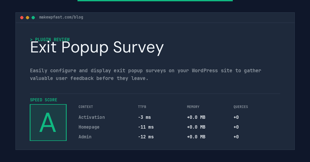 Exit Popup Survey - MakeWPFast