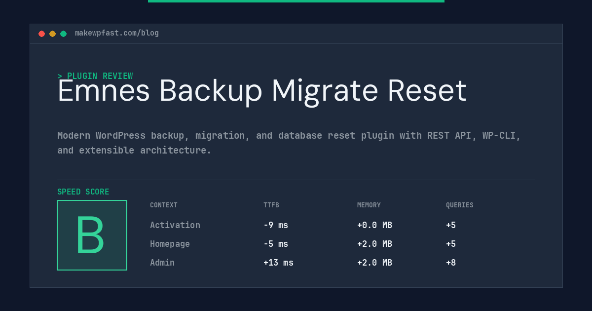 Emnes Backup Migrate Reset - MakeWPFast