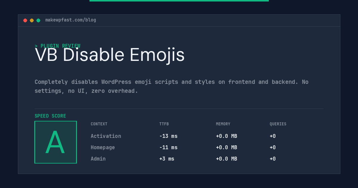 VB Disable Emojis - MakeWPFast