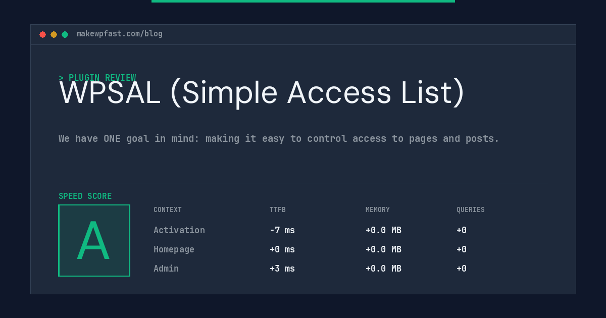 WPSAL (Simple Access List) - MakeWPFast