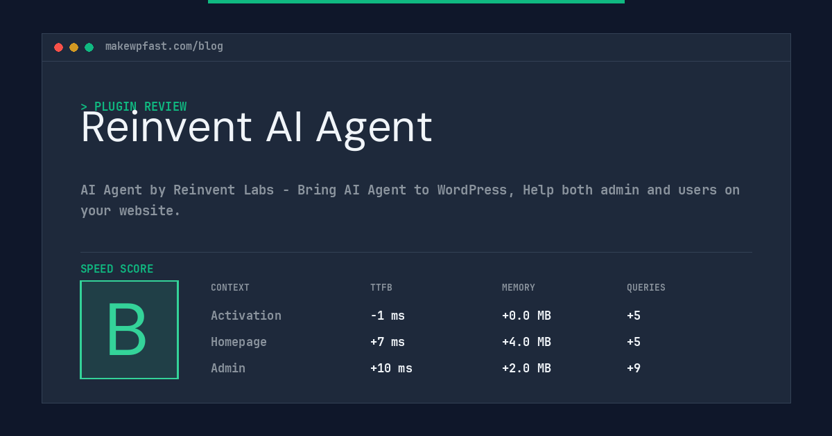 Reinvent AI Agent - MakeWPFast