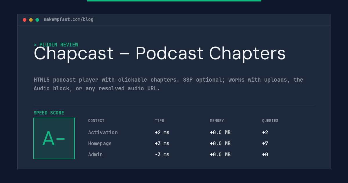 Chapcast – Podcast Chapters - MakeWPFast