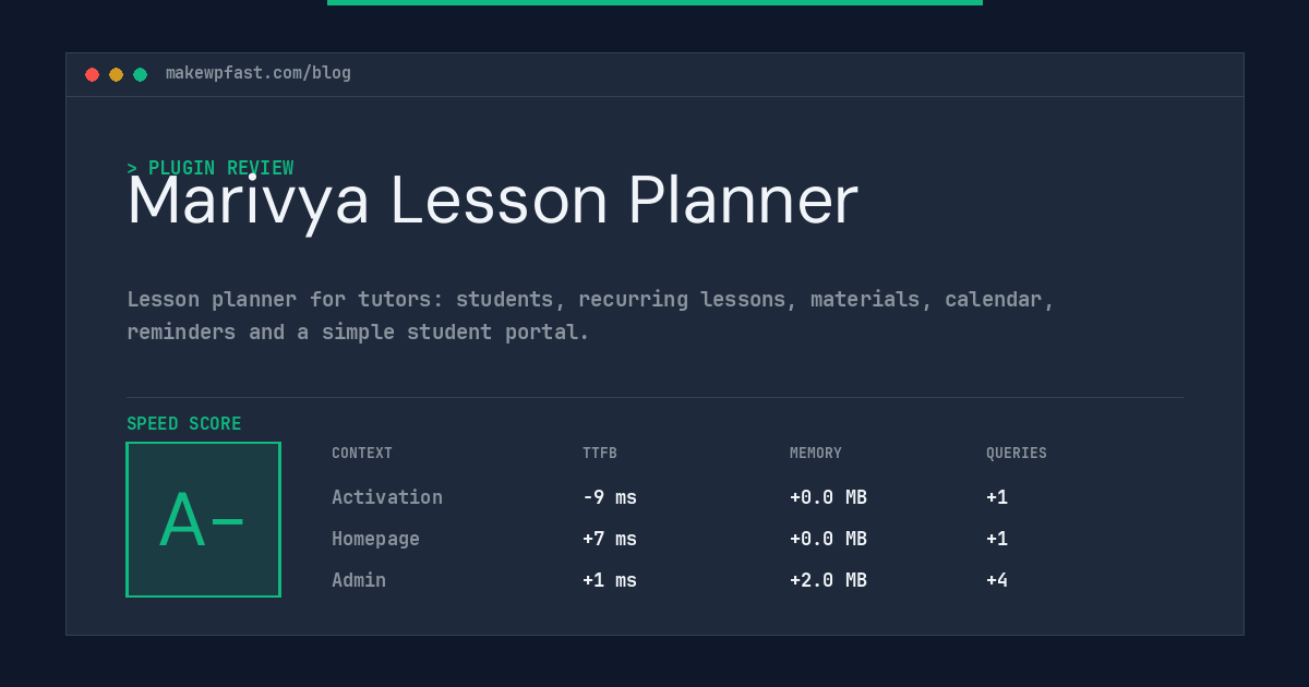 Marivya Lesson Planner - MakeWPFast