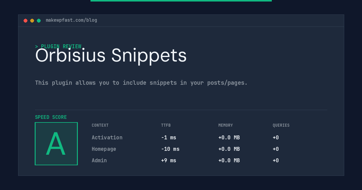 Orbisius Snippets - MakeWPFast