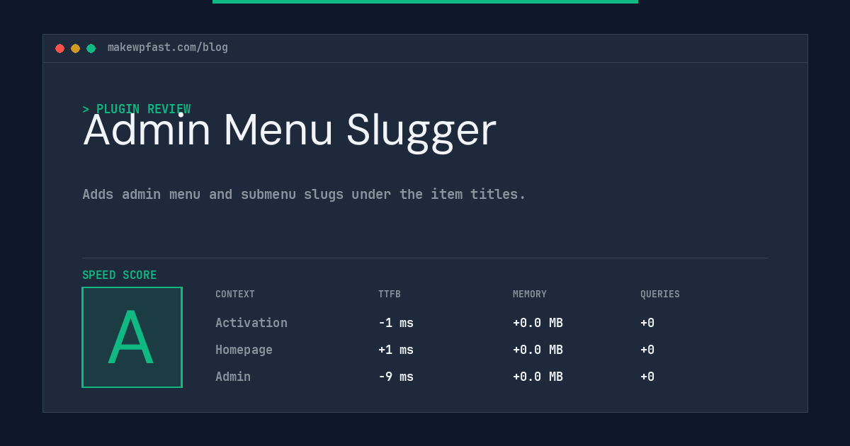 Admin Menu Slugger - MakeWPFast