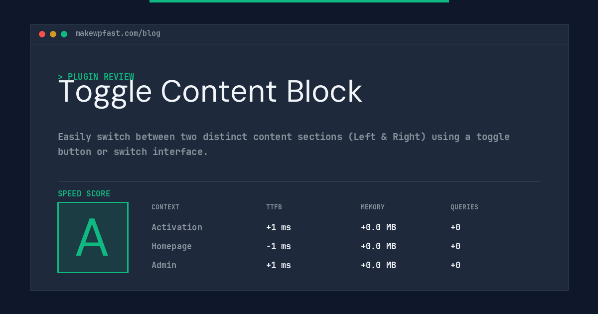 Toggle Content Block - MakeWPFast