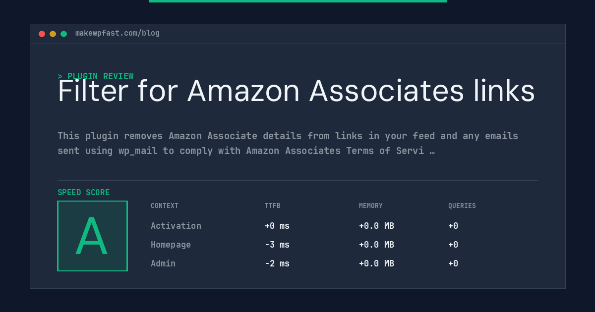 Filter for Amazon Associates links - MakeWPFast