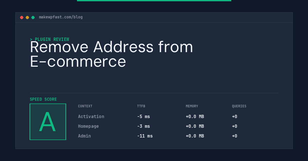 Remove Address from E-commerce - MakeWPFast