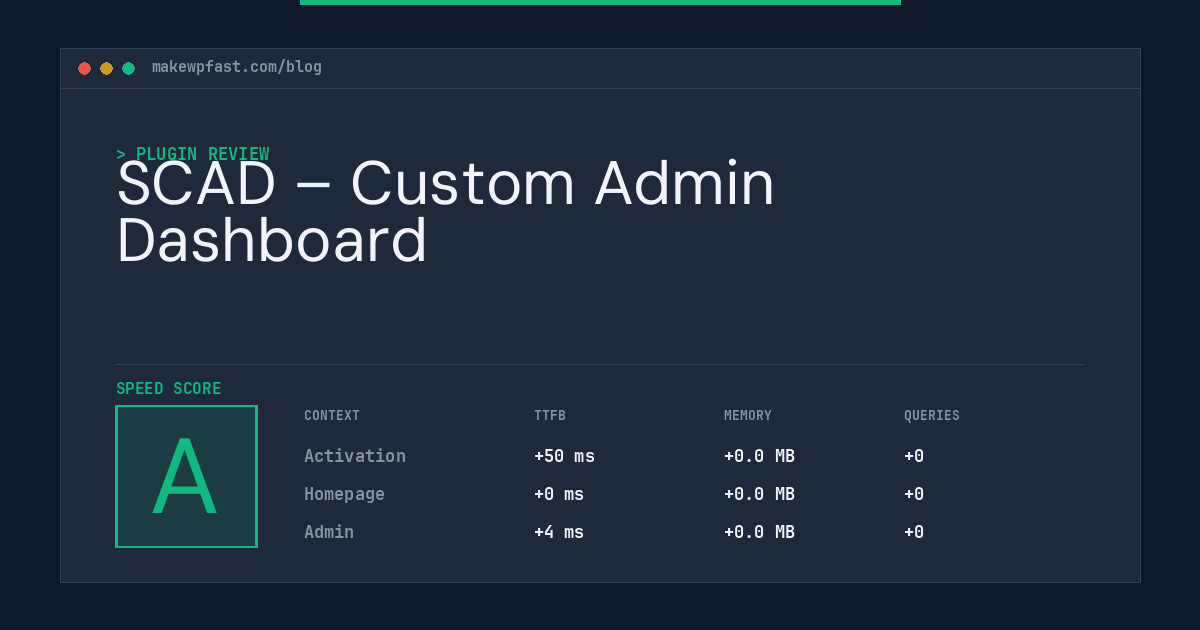SCAD – Custom Admin Dashboard - MakeWPFast