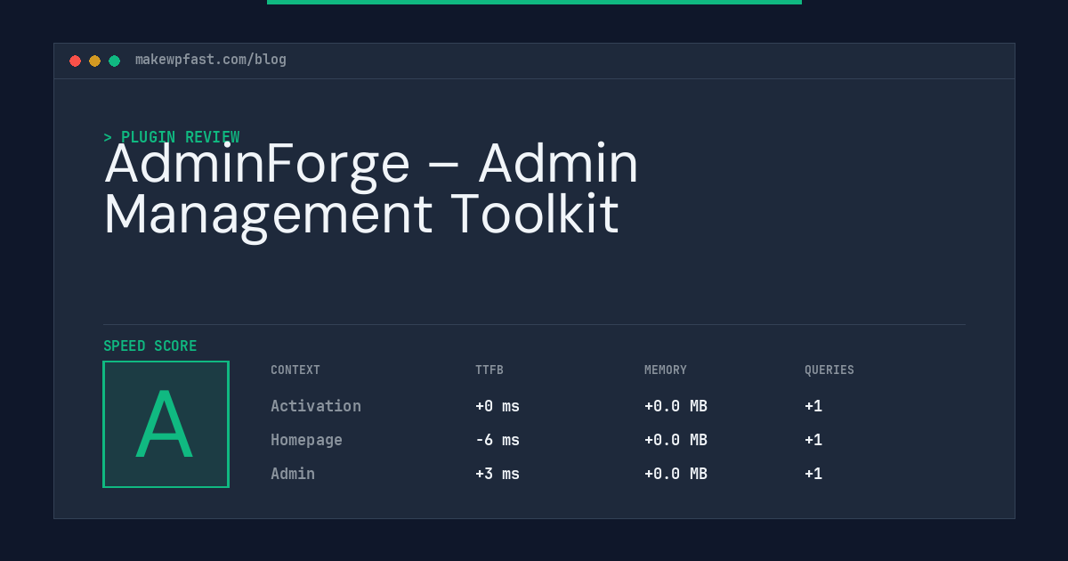 AdminForge – Admin Management Toolkit - MakeWPFast