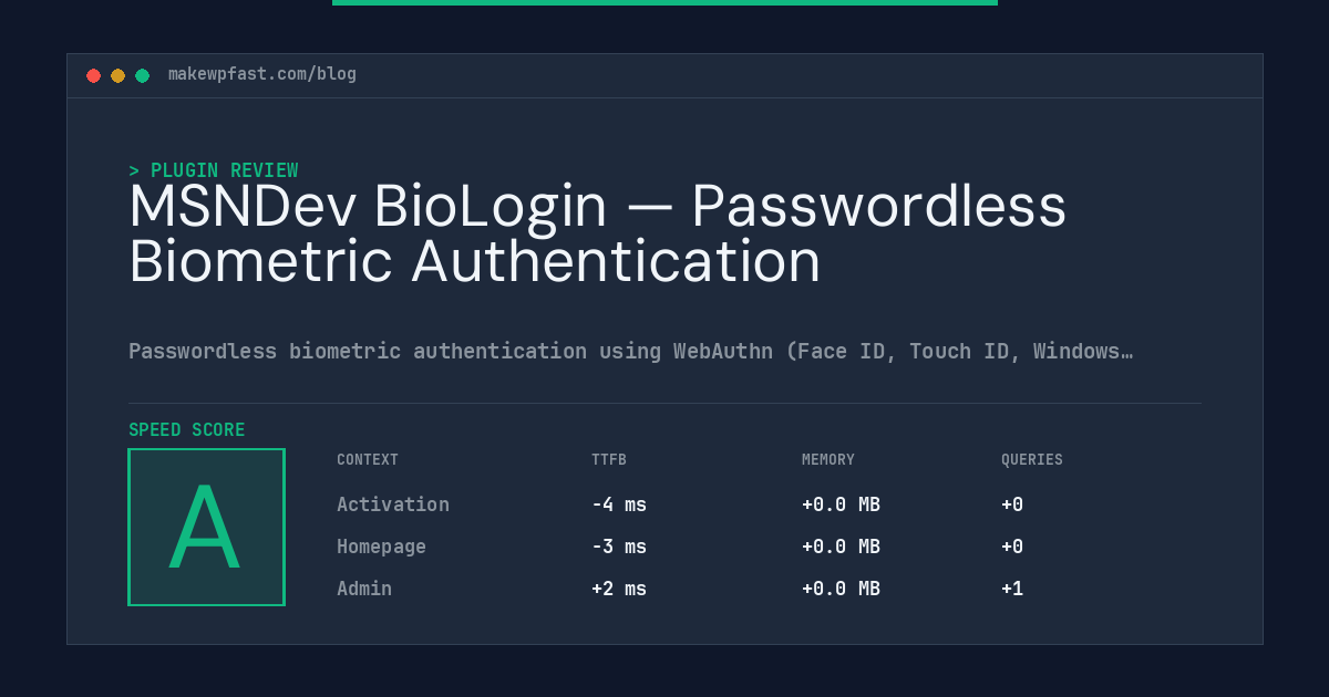 MSNDev BioLogin — Passwordless Biometric Authentication - MakeWPFast