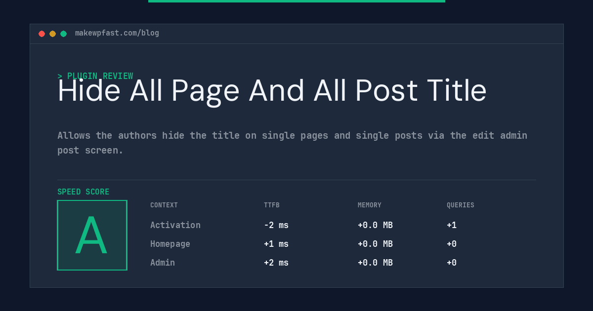 Hide All Page And All Post Title - MakeWPFast