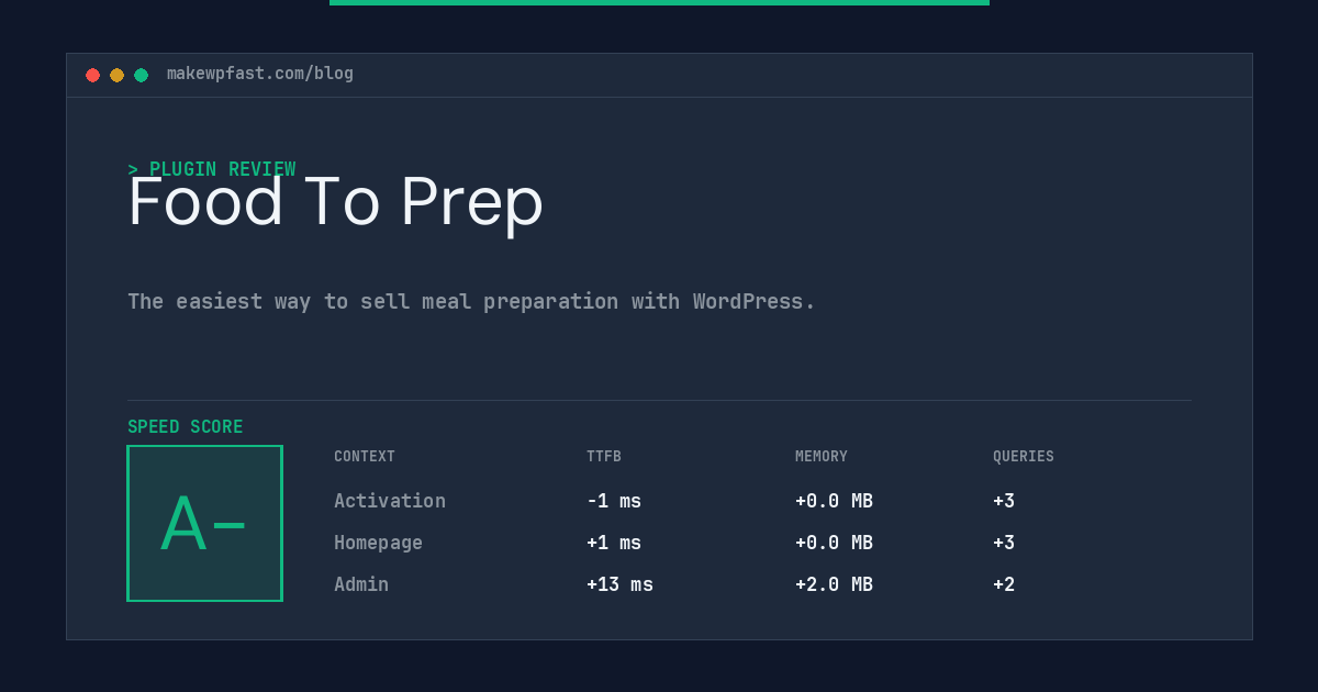 Food To Prep - MakeWPFast
