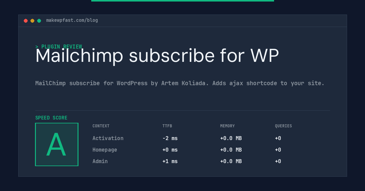 Mailchimp subscribe for WP - MakeWPFast