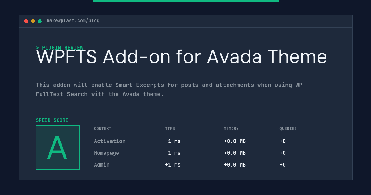 WPFTS Add-on for Avada Theme - MakeWPFast