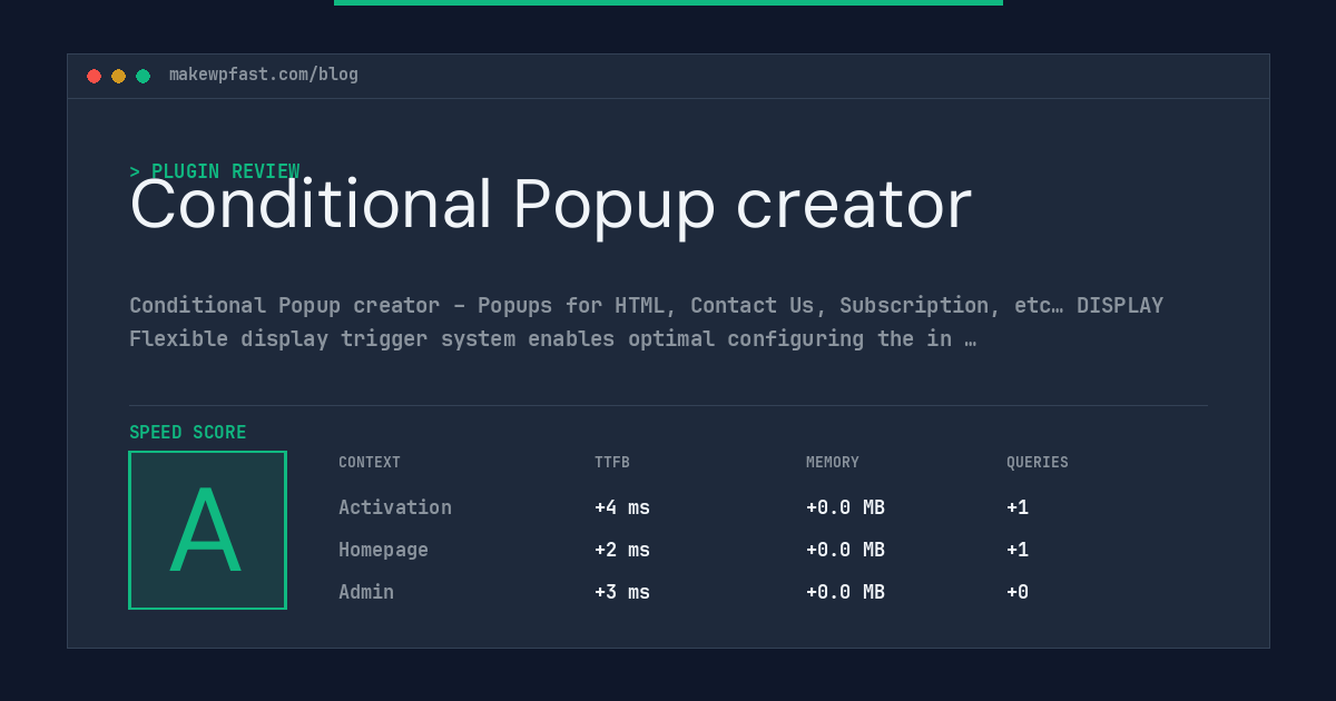 Conditional Popup creator - MakeWPFast