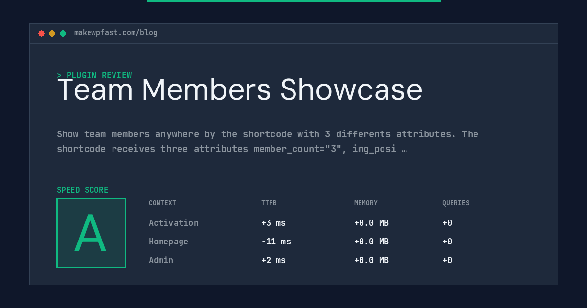 Team Members Showcase - MakeWPFast