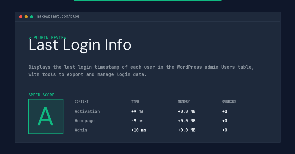 Last Login Info - MakeWPFast