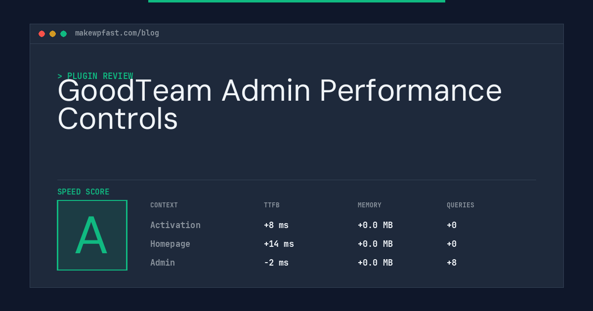 GoodTeam Admin Performance Controls - MakeWPFast