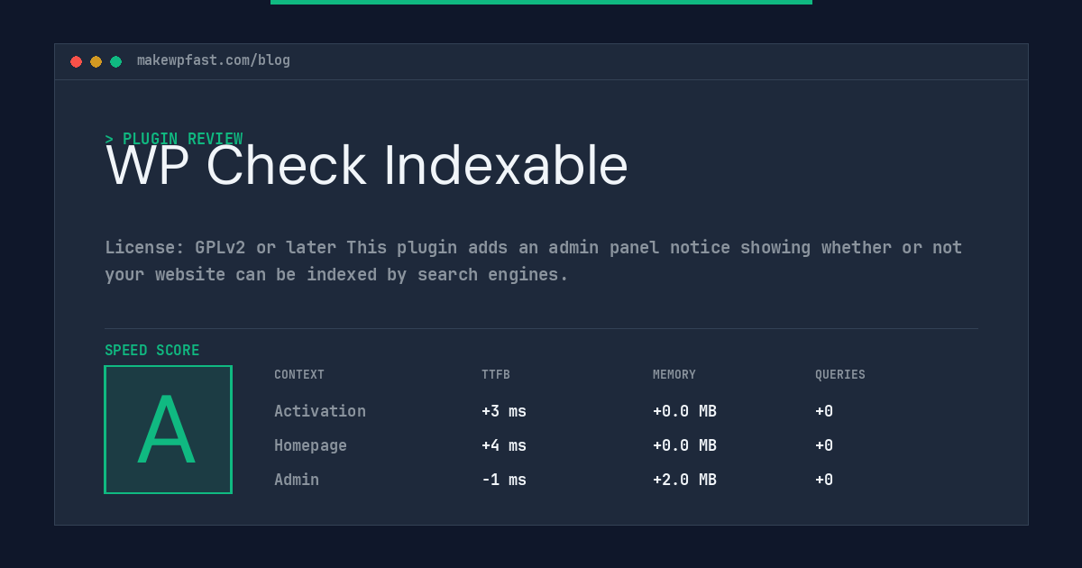 WP Check Indexable - MakeWPFast